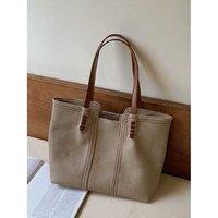 Unisex Black Fashionable Retro Large-Capacity Tote Bag