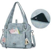 Unisex Blue Large-Capacity Retro Pu Tote Bag