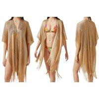 Unisex Black Kimono Open Front Beach Cover Up