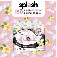 Splesh Quilted Toilet Paper 3-Ply, 72 Rolls - Extra Soft, Eco-Friendly, Vanilla & Marshmallow Scent