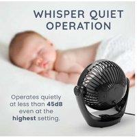 360 Rotating Usb Desk Fan In Black - Portable, Quiet, 3 Speeds