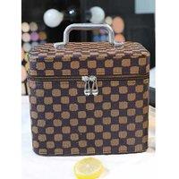 Unisex Brown Stylish & Spacious Cosmetic Organizer With Mirror - 3 Colours
