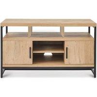 Oak or Walnut Brown Iron & Wood Dining Console - Contemporary, Robust, Space-Saving