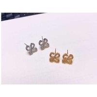 Script L Stud Earrings - Sterling Silver, 18K Gold Plated, Hypoallergenic, Cubic Zirconia Initial Studs