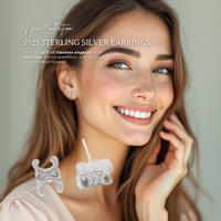 Triomphe Studs White Gold Plated Sterling Silver Stud Earrings - Hypoallergenic, Sparkling Cubic Zirconia, 12mm