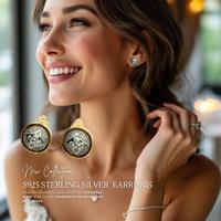 Pave Starburst 18K Gold Plated Sterling Silver Stud Earrings - Hypoallergenic, Cubic Zirconia, Butterfly Backs