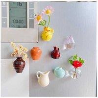 8Pcs Mini 3D Ceramic Vase Fridge Magnets