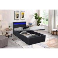 Prado Faux Leather Ottoman Bed With Led Strip Optional Mattress