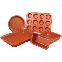 Copper Non-Stick 5Pc Cake Muffin Biscuit Baking Tray Set
