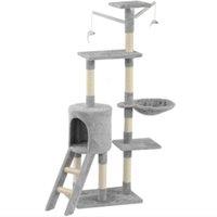 Multi-Level Cat Tree Scratching Post with Sisal, Plush Hammock & Climbing Ladder