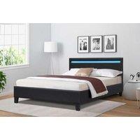 Prado Faux Leather Bed With Led Strip With Optional Mattress
