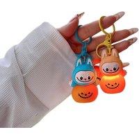Unisex Green Lafufu Pumpkin Lantern Led Keychain - Glows In Four Playful Colours
