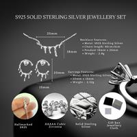 S925 Sterling Silver Molten Silver Drip Necklace & Earrings Set