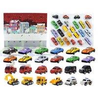 Christmas Countdown Engineering Car Toy Gift Set For Boys - Festive Advent Calendar, Pull-Back Alloy Cars, Ready To Gift