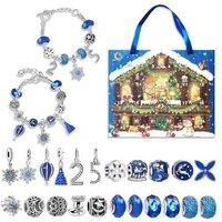 Blue Christmas Advent Calendar 24-Grid Diy Gift Box - Festive Jewellery Surprise Set