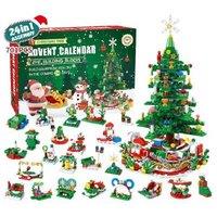 24-In-1 Christmas Tree Building Blocks Gift Set With Lights - Festive Countdown Toy For Kids