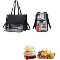 Teilige Women'S Insulated Travel Lunch Tote - Pu Leather, Lightweight, Organiser Bag