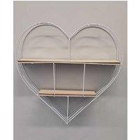 50cm White Heart Wall Shelf - Iron & Wood Floating Storage, Modern Home Decor