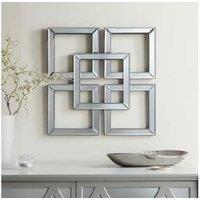 Geo Mirror Square Decorative Wall Art - Glass & MDF, Modern Style, 30x30cm