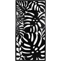 Ornate Metal Wall Art Screen - Black Modern Floral, 120x60cm, Indoor/Outdoor