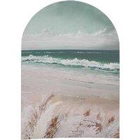 Beachside Pampas Arch Canvas Wall Art - Modern Coastal Decor, 70x50cm, Easy Hang