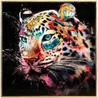Gloss Graffiti Effect Wildlife Canvas Wall Art - Hand-Brushed Modern Animal Decor