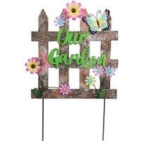 Metal Wall Art Garden Sign - Colourful Outdoor Decorative Panel, 65.7cm