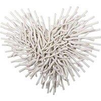 Driftwood Effect Heart White 3D Wall Art - Modern Decorative Home Accent, Wood, 60cm