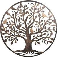 60cm Metal Tree of Life Wall Art Decor - Brown, Serene Design