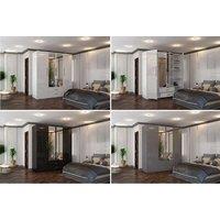 Modern High Gloss 4 Door Wardrobe With Mirrors - White, Black, Or Grey, Spacious Storage, Contemporary Bedroom Furniture