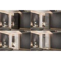 Modern High Gloss 2-Door Mirrored Mdf Wardrobe With Storage Drawers - White, Black, Or Grey - Contemporary Bedroom Furniture