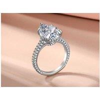 5.0Ct Pear-Shaped Zircon Halo Ring In 925 Silver - Gift For Har