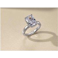 5.0Ct Radiant Cut Rectangular Zircon Ring In Silver - 8A Grade