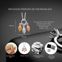 S925 Sterling Silver Three Tone Leaf Pendant Necklace - Gold & Rose Gold Accents, Elegant Chain Jewellery