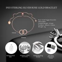 S925 Sterling Silver Rose Gold Infinite Love Bracelet - Adjustable, Hypoallergenic