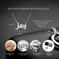 S925 Sterling Silver Joy Script Pendant Necklace With Pav E9 Stones