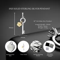 S925 Sterling Silver & 14K Gold Eighteen'S Embrace Key Pendant Necklace - Personalised Birthday Jewellery