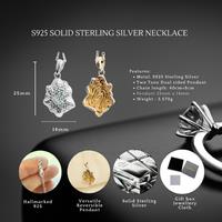 S925 Sterling Silver Reversible Radiance Necklace - Two-Tone Gold & Silver Pendant, Adjustable Chain, Statement Jewellery