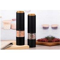 2Pcs Electric Salt & Pepper Grinders - Stainless Steel, Adjustable Coarseness, Led Light