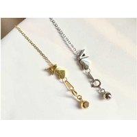 18K Rhodium-Plated Personalised Heart Initial Necklace - Custom Alphabet Pendant, Adjustable Chain