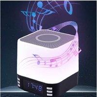 Wireless Bluetooth 5.3 Speaker Alarm Clock With 15W Fast Wireless Charging & Led Lighting