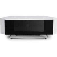 Gloss White Corner TV Cabinet with Remote-Friendly Beam-thru and Storage