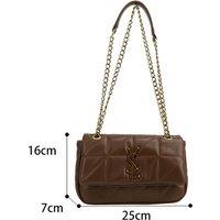 Unisex Khaki Elegant Quilted Chain Strap Shoulder Bag - 4 Colors