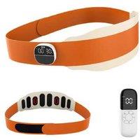 Ergonomic Microcurrent Red Light Heating Massage Belt - Adjustable, Cordless Back & Waist Support (PU Material, Unisex, Beige & Orange)