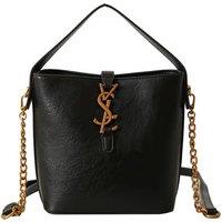 Unisex Vegan Leather Magnetic Bucket Bag - Adjustable Strap, Large Capacity, Minimalist Crossbody Purse (Black or Brown)