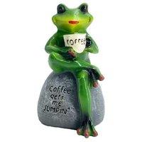 Outdoor Frog Drinking Coffee Garden Ornament - Weather-Resistant Resin Patio Decor