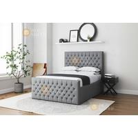 Maya Chesterfield Upholstered Bed Frame - King Size, Plush Fabric, Contemporary Style