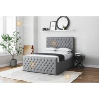 Maya Upholstered King Size Bed Frame With Gas Lift Storage - Chesterfield Style