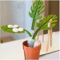 Mirrored Monster Bamboo Toothbrush Stand -Military Green Monstera