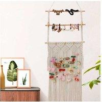 Bohemian Hand-Woven Cotton Tapestry Rack Wall Art - Decorative Storage Organiser (10x3x20cm)